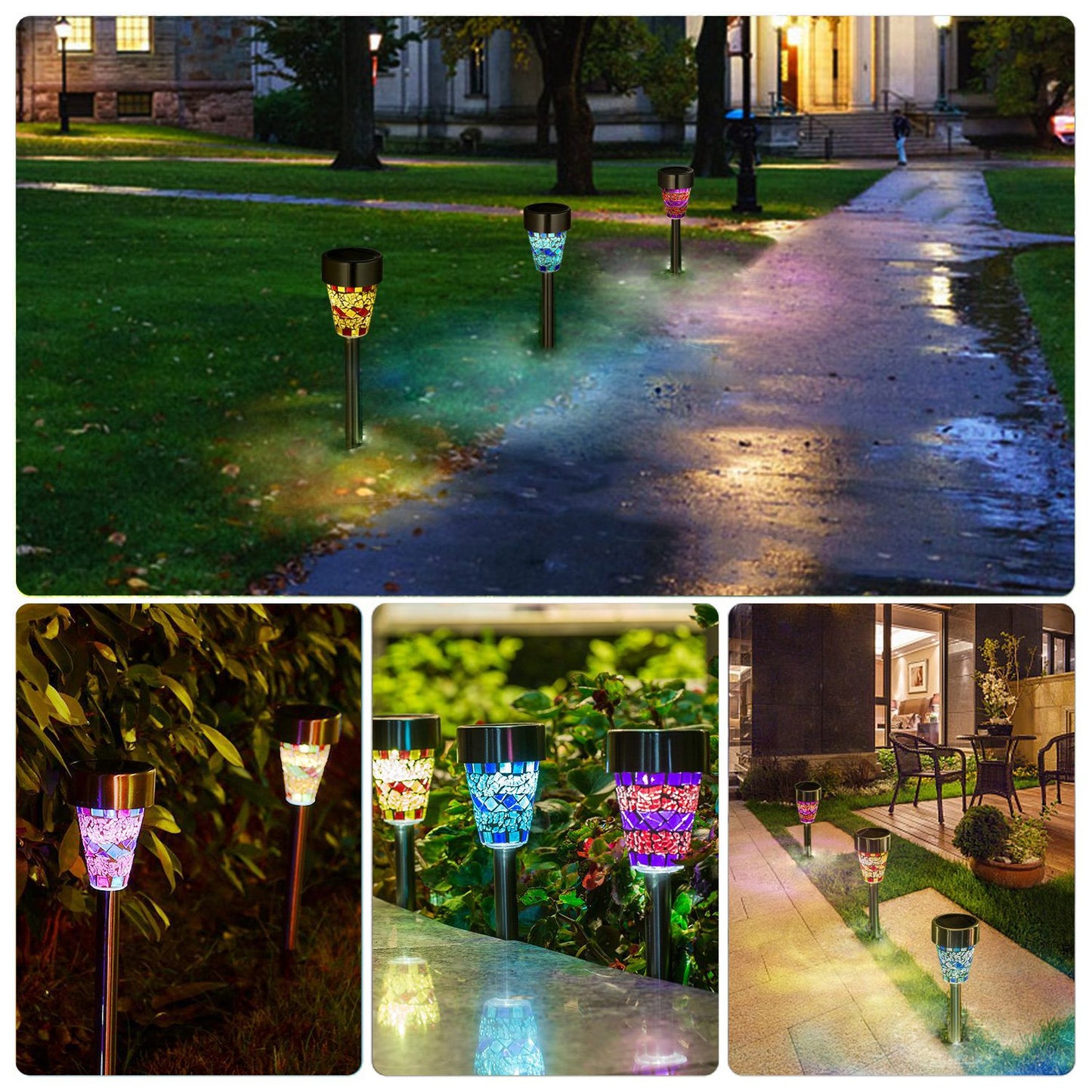 Transform Your Outdoors: 6-Pack Waterproof Mosaic Solar Pathway Lights for Stunning Yards & Driveways