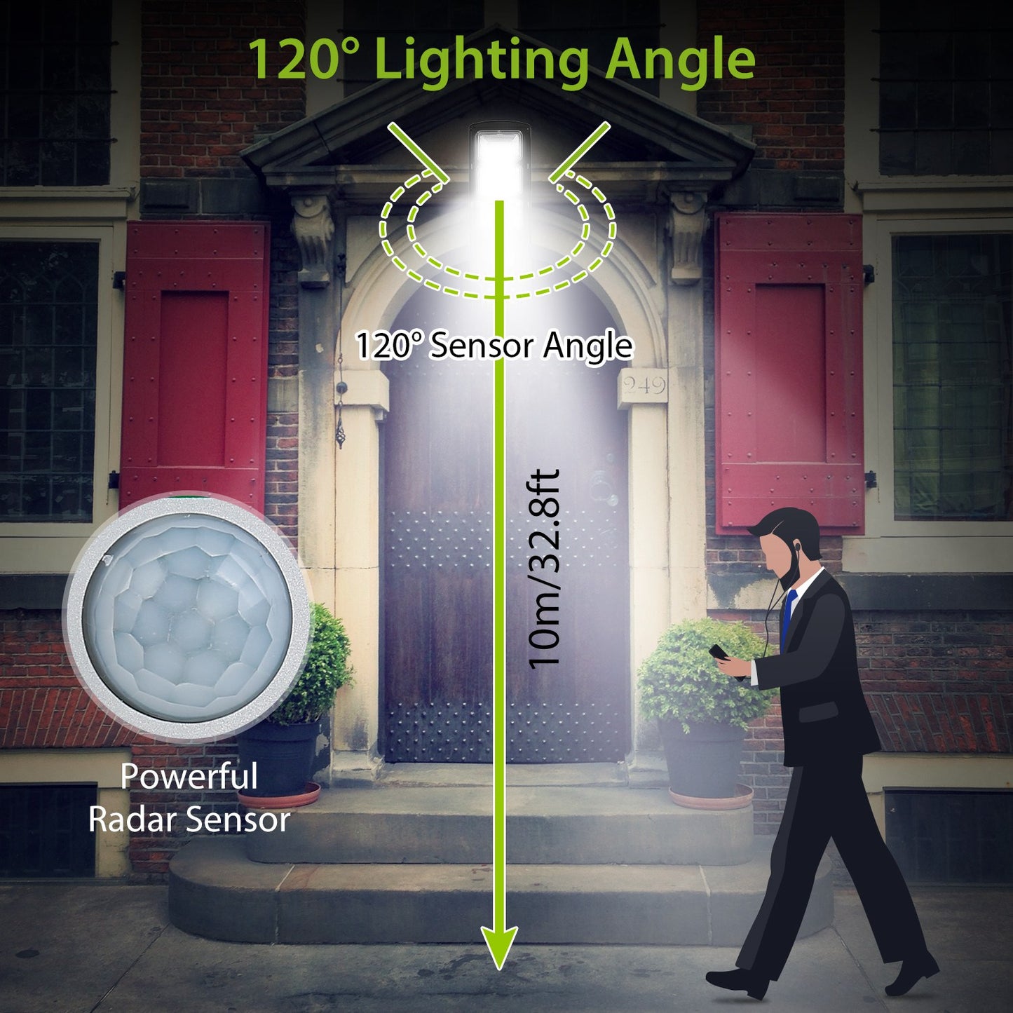 Illuminate Your Outdoors with 180 LED Solar Street Path Lights - Remote Control, Waterproof & Wireless for Garage, Front Door, and Garden Pathway!