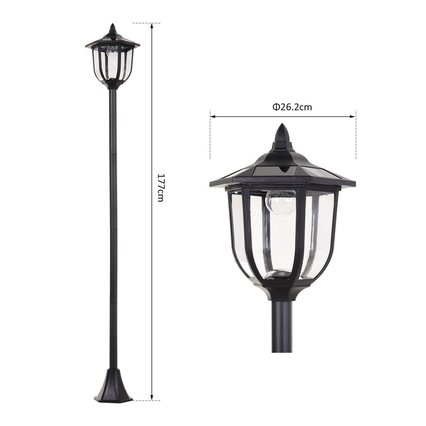 Transform Your Outdoor Spaces with a 1.77M Solar Post Lamp - Elegant LED Lantern for Pathways and Gardens