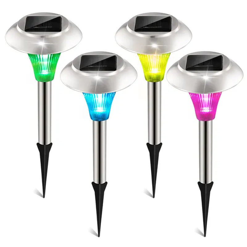 Transform Your Outdoor Space with 4-Pack Color Changing Waterproof Solar Garden Lights!