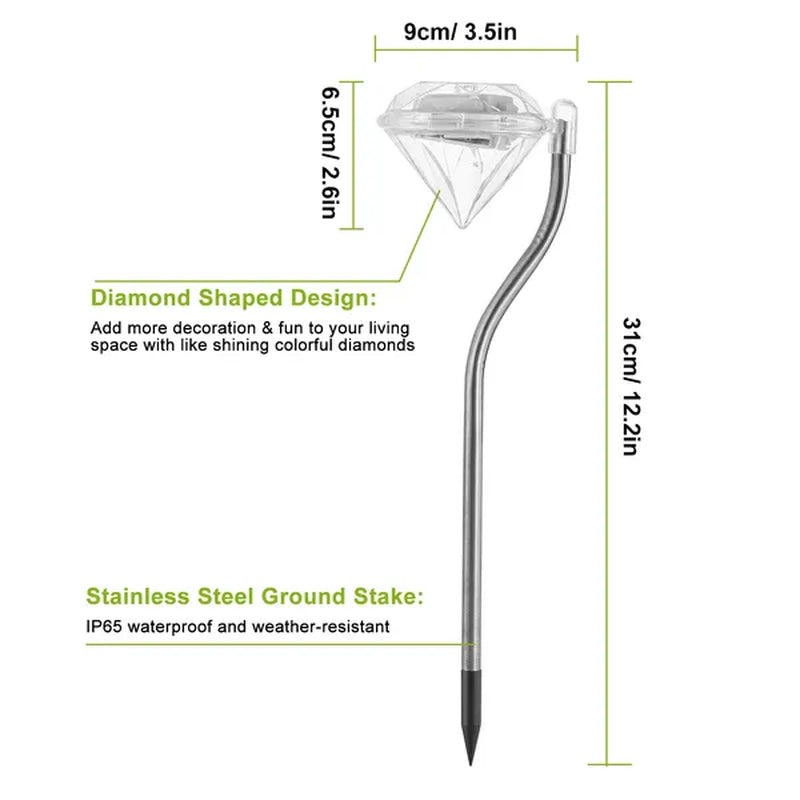 Transform Your Garden with 4Pcs Stylish Waterproof Diamond LED Solar Lights!