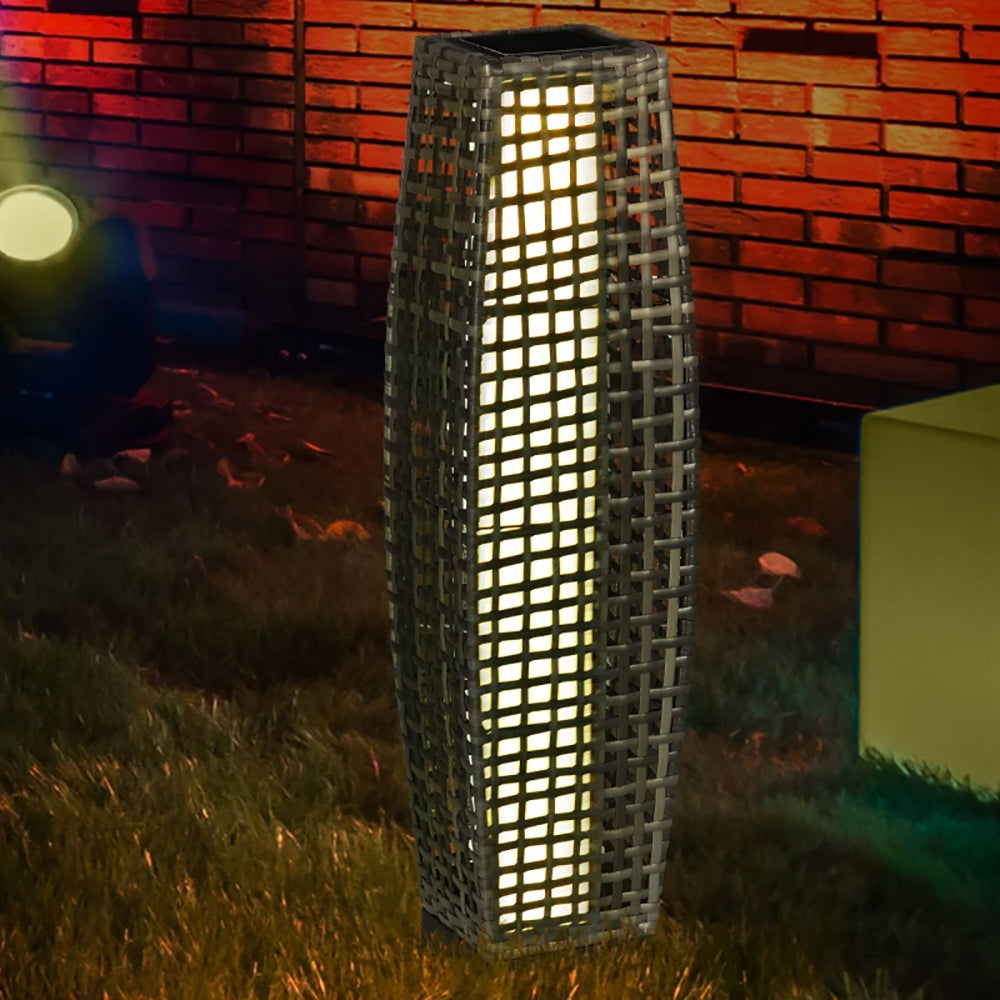 Elegant Solar LED Floor Lamp - Automatic Outdoor Lantern for Pathways, Yards, and Decks - Sleek Gray Design