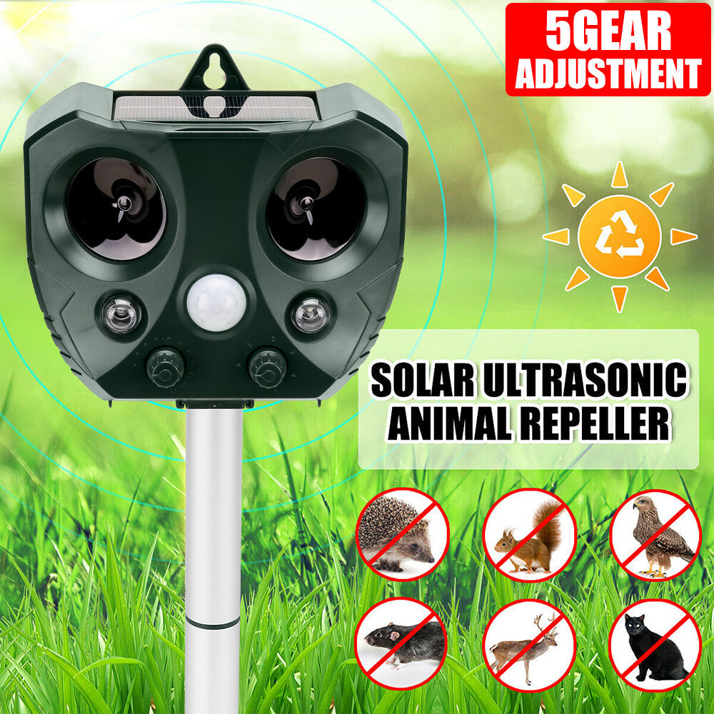 Eco-Friendly Solar Ultrasonic Bird Repeller with Motion Sensor – Ultimate Animal & Pet Deterrent for Rats and Possums
