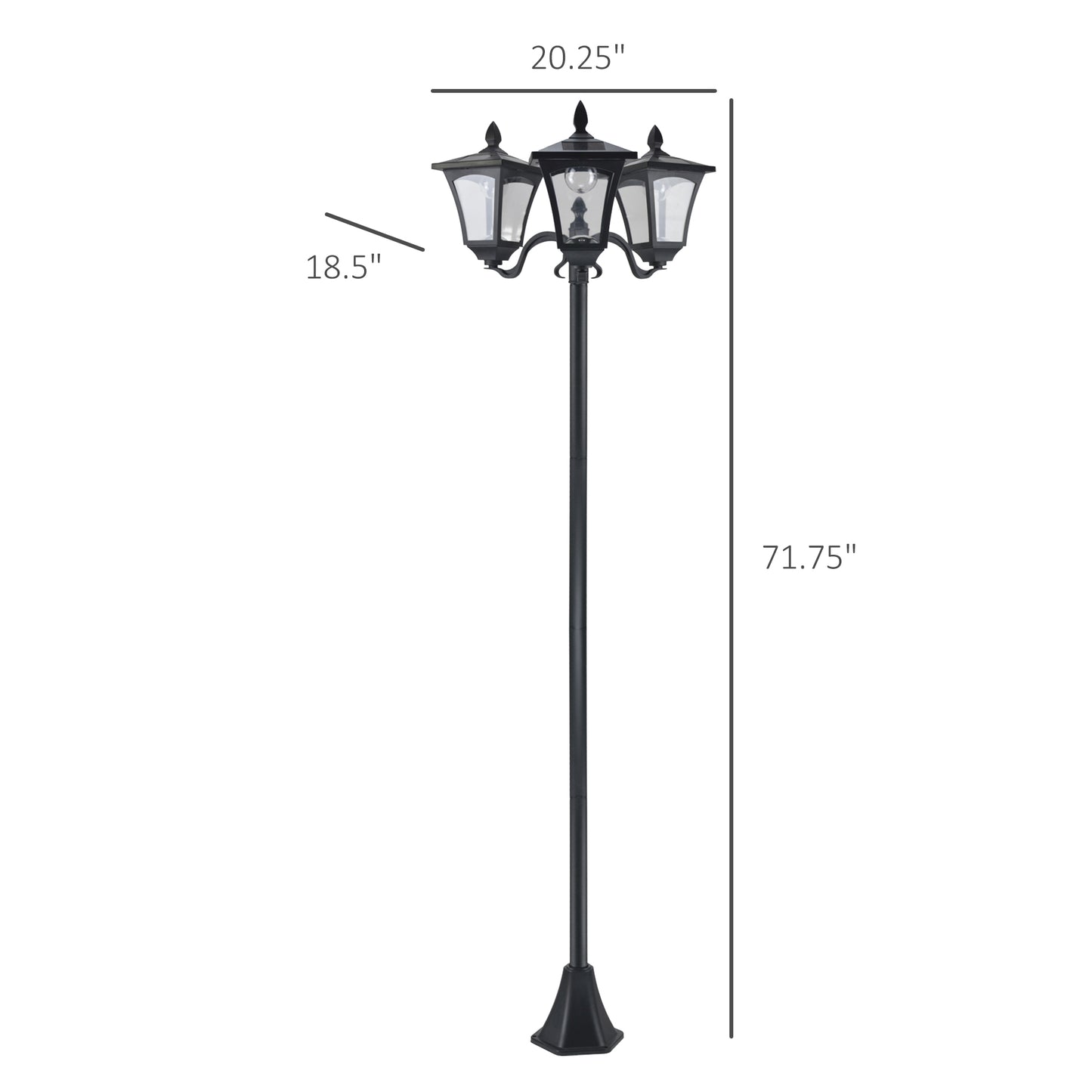 Elegant 72-Inch Triple Head Solar Lamp Post - Vintage Outdoor Lighting for Your Backyard, Garden Pathway, and Driveway