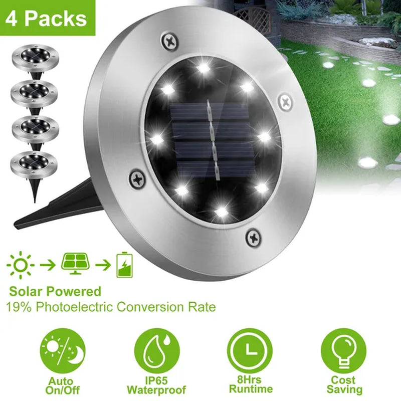 Illuminate Your Outdoors: 4-Pack Solar Powered Waterproof In-Ground Pathway & Patio Lights