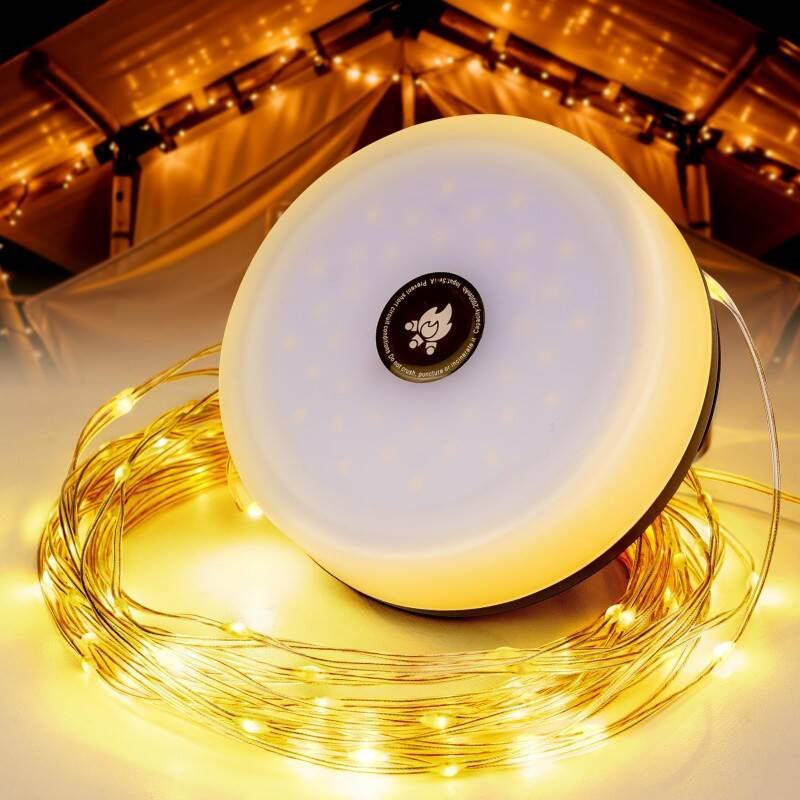 Illuminate Your Outdoors: 2-In-1 10M Rechargeable Fairy Lights & Camping Lamp - Solar USB Rechargeable with 5 Modes for Stunning Garden Decor