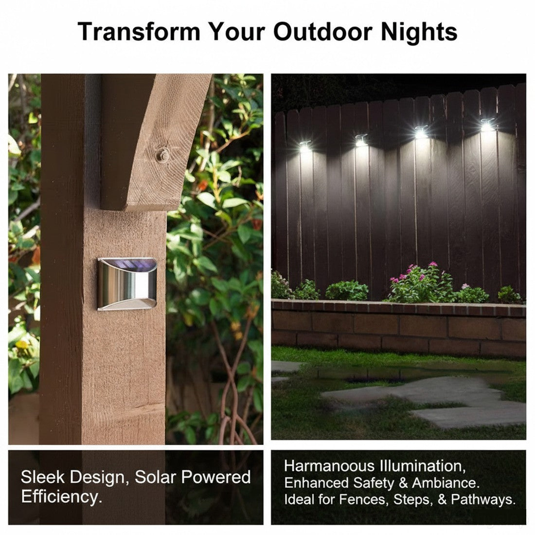 Illuminate Your Outdoors: 4-Pack Ultra Bright Solar LED Garden Wall Lights for Doors & Fences