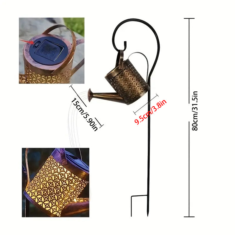 Elegant Set of 2 Copper Solar Watering Can Lights – Perfect Outdoor Decor for Pathways, Yards, and Patios