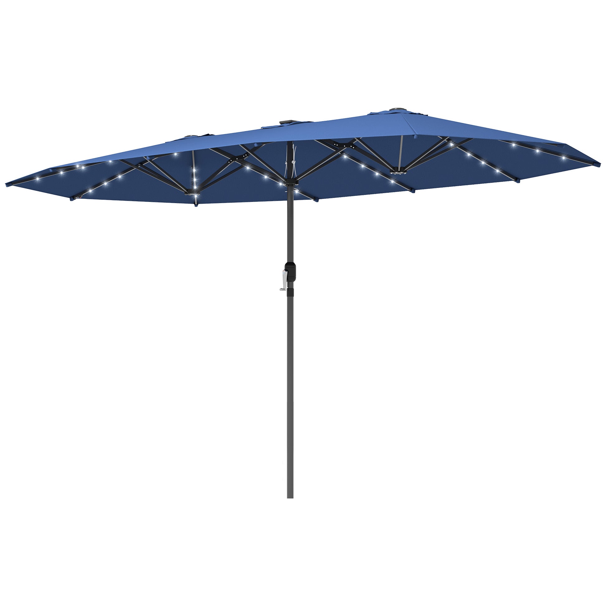 Illuminate Your Outdoor Oasis: Stylish Double-Sided Garden Parasol with LED Solar Lights in Elegant Blue