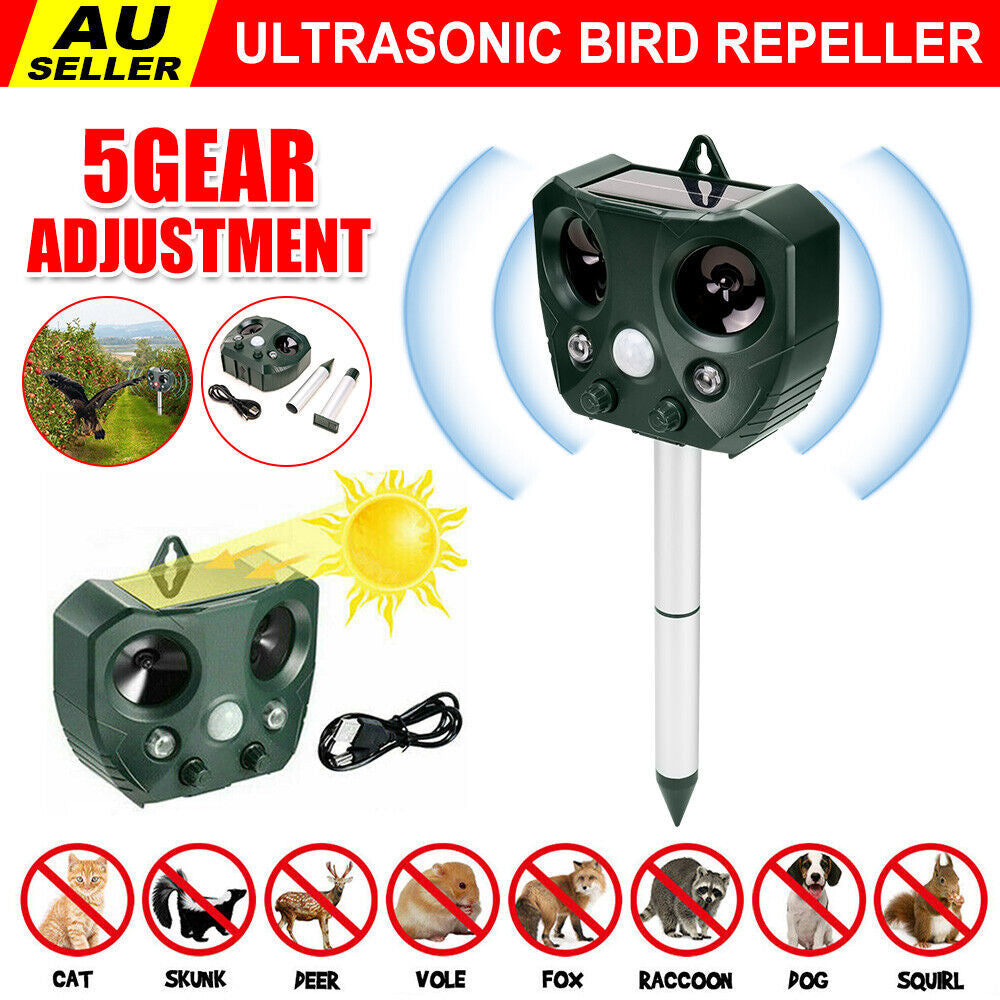 Eco-Friendly Solar Ultrasonic Bird Repeller with Motion Sensor – Ultimate Animal & Pet Deterrent for Rats and Possums