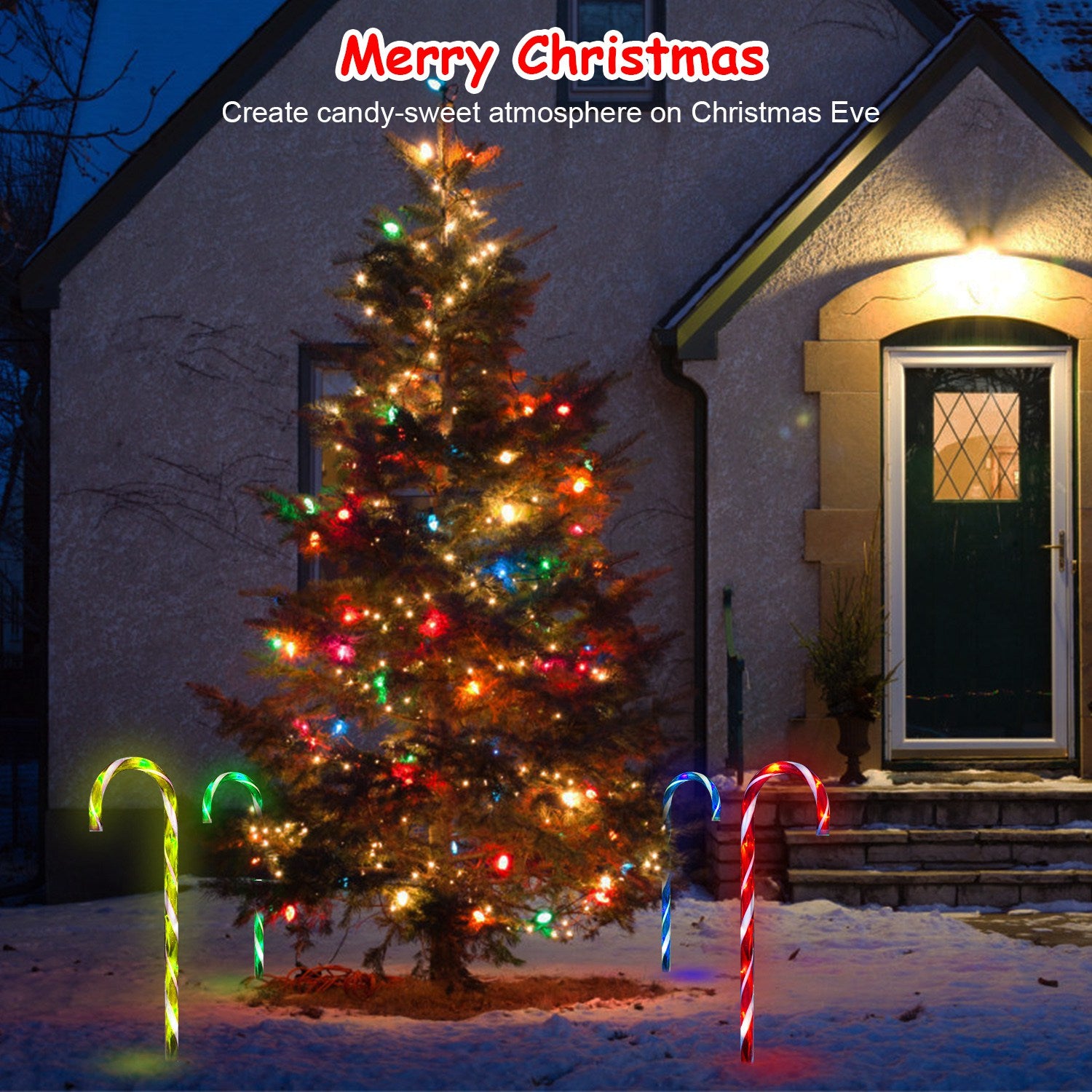 Brighten Your Holidays with Solar-Powered Waterproof Candy Cane Lights - Ideal for Patios, Yards, and Pathways!