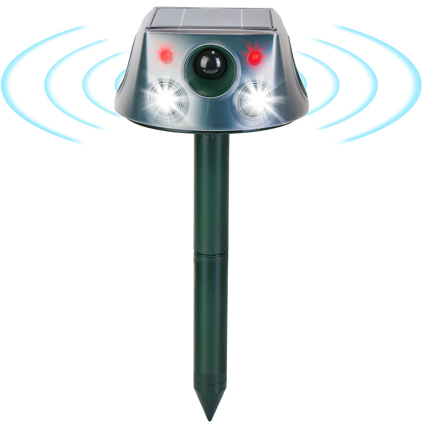 Ultrasonic Solar Animal Repeller - Waterproof Motion Sensor for Ultimate Mole, Snake & Squirrel Control in Your Garden or Farm