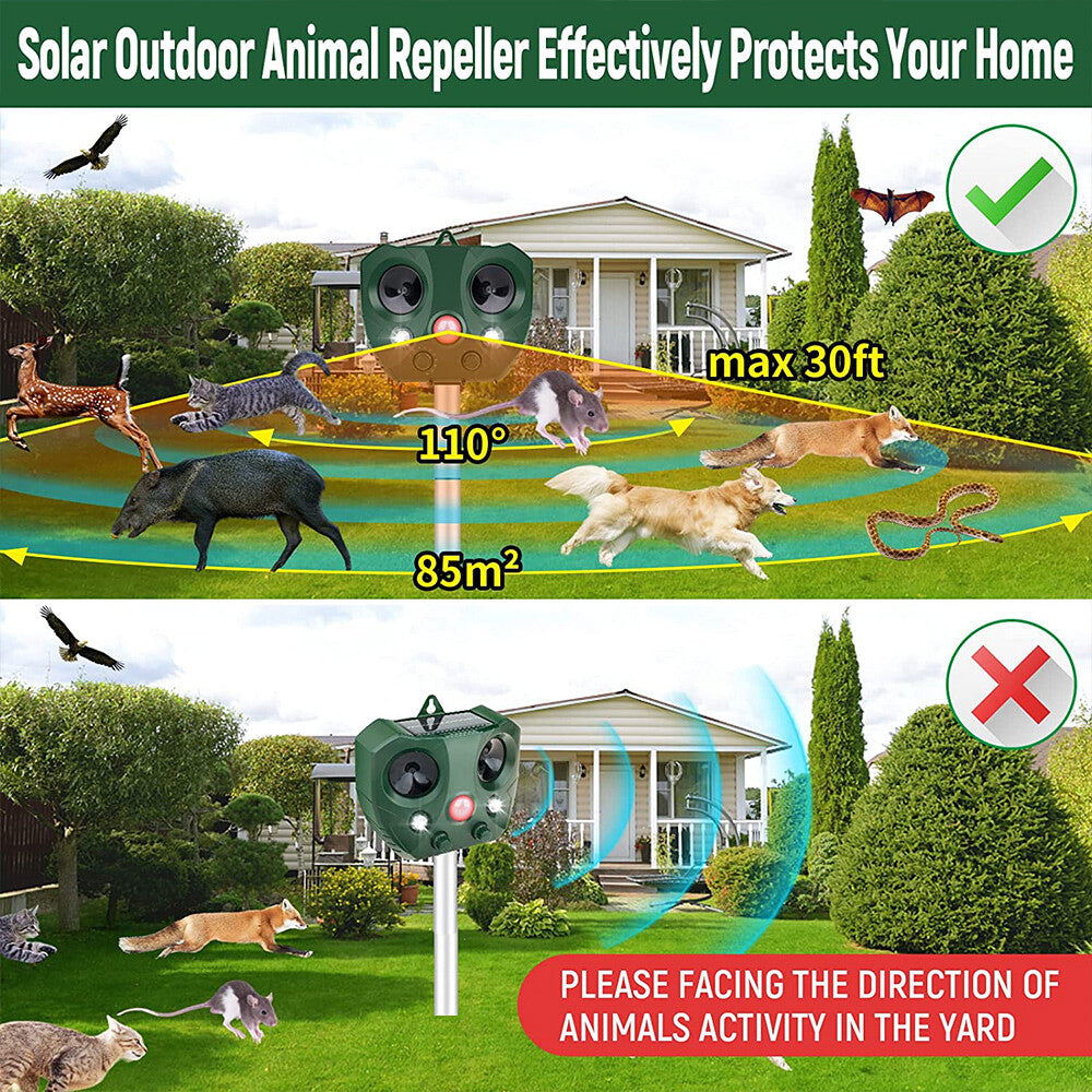Eco-Friendly Solar Ultrasonic Bird Repeller with Motion Sensor – Ultimate Animal & Pet Deterrent for Rats and Possums