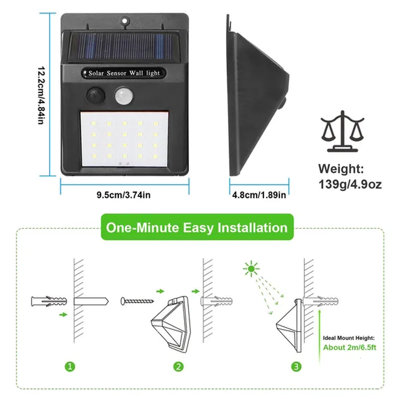 Illuminate Your Outdoors: 20 LED Solar Motion Sensor Lights for Effortless Security!