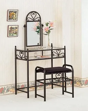 2-Piece Metal Vanity Set With Glass Top Black 2432