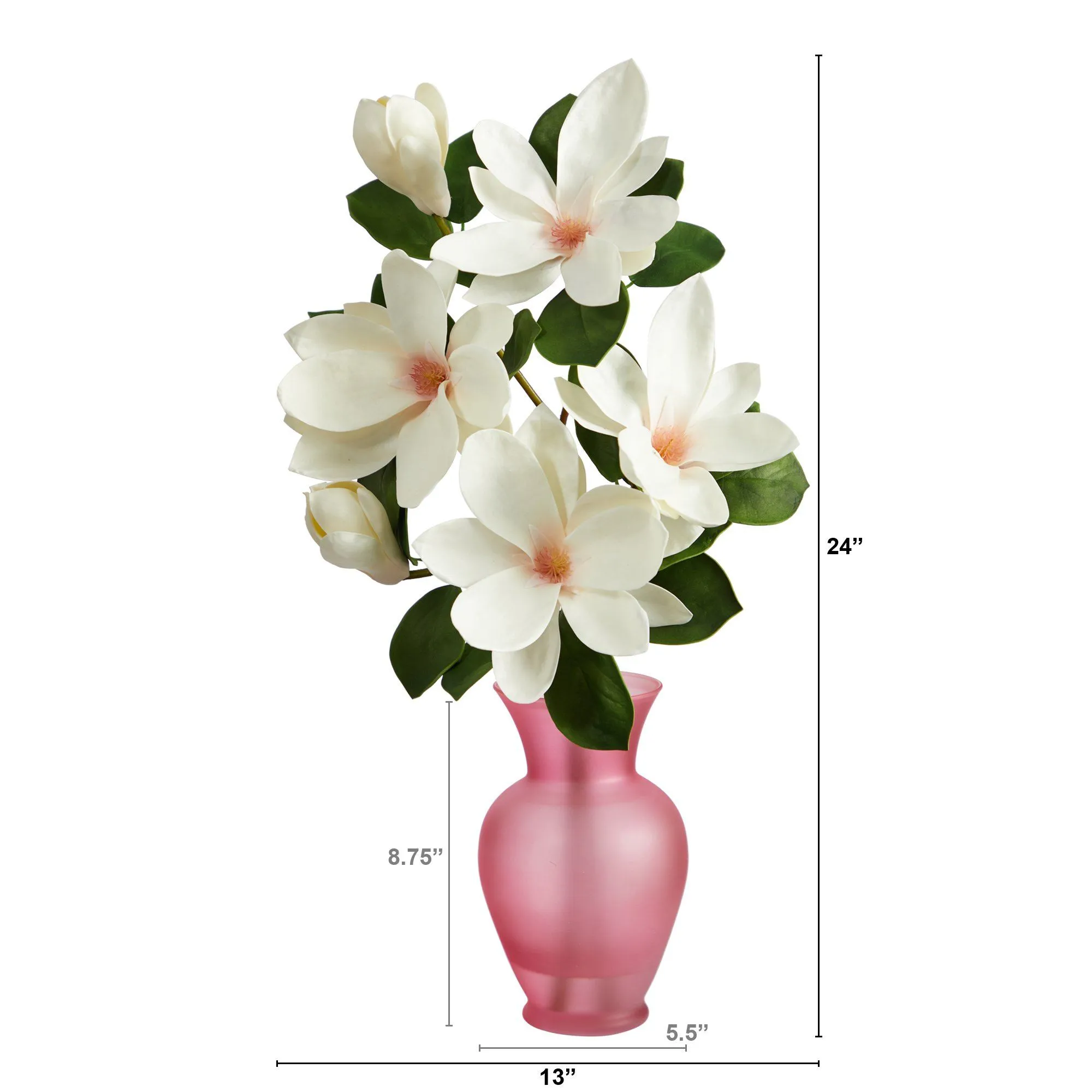 24” Japanese Magnolia Artificial Arrangement in Rose Colored Vase