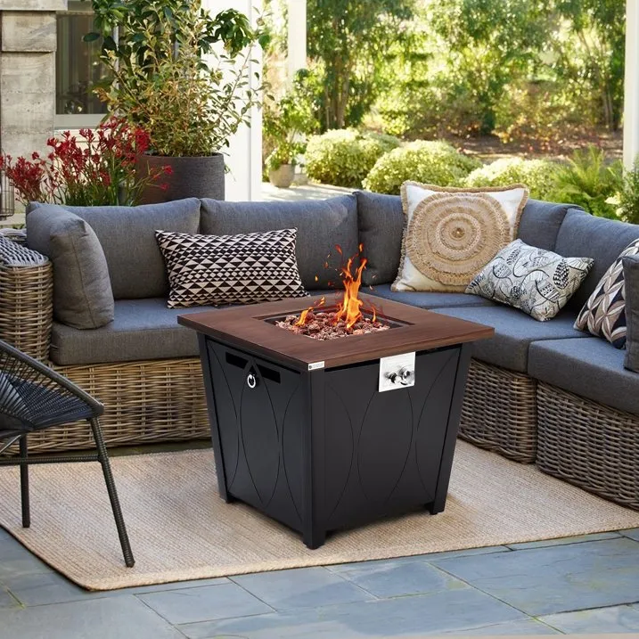 28-Inch Propane Fire Pit Table with Lid, 50,000BTU Output and Auto-Ignition