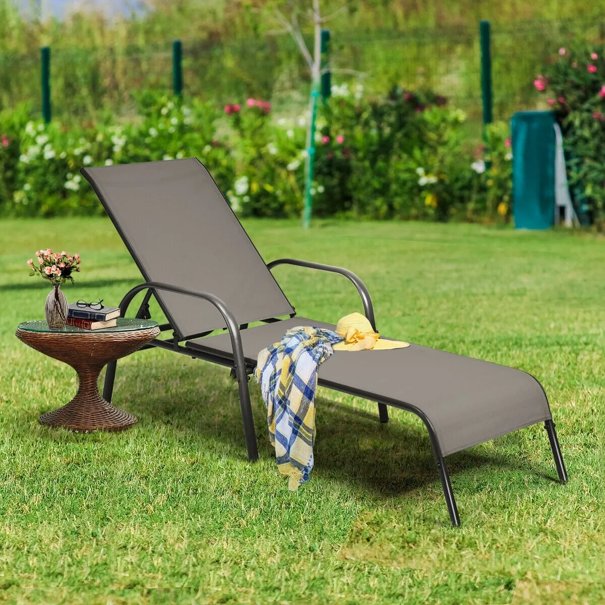 2pc Outdoor Patio Lounge Chair - Brown