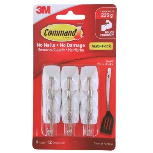 3M Command Small Wire Hooks Value Pack 9 Hooks/12 Strips/0.23 Kg