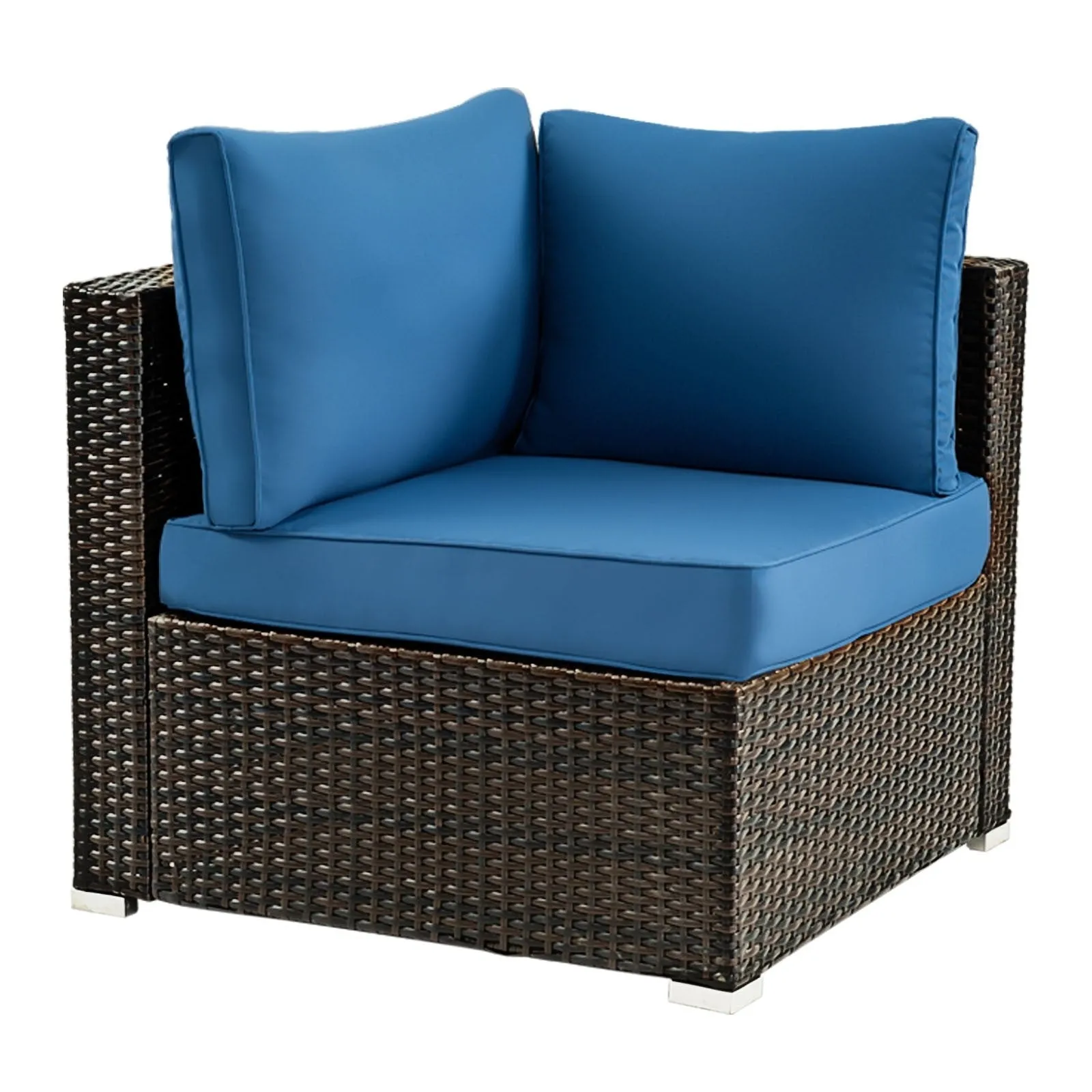 5pc Wicker Rattan Cushioned Patio Furniture Set - Navy