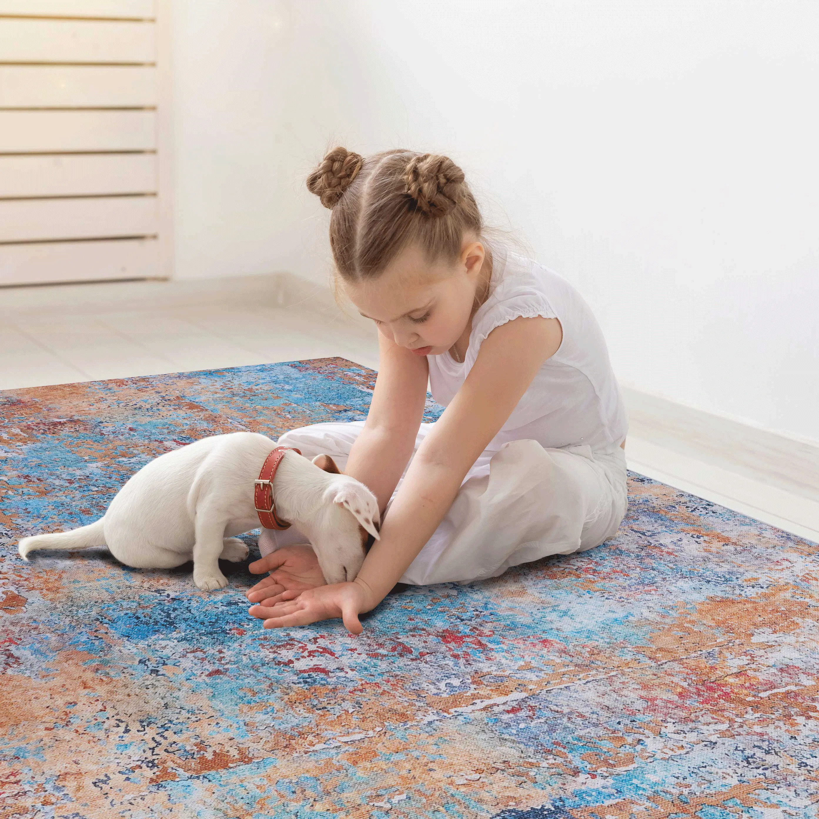 5x8 Area Rug for Living Room, Machine Washable AreaRug, Low-Pile, Non-Slip, Non-Shedding, Foldable, Kid & Pet Friendly - Area Rugs for living room, bedroom, kitchen, dining room, (Multi, 5'x8')