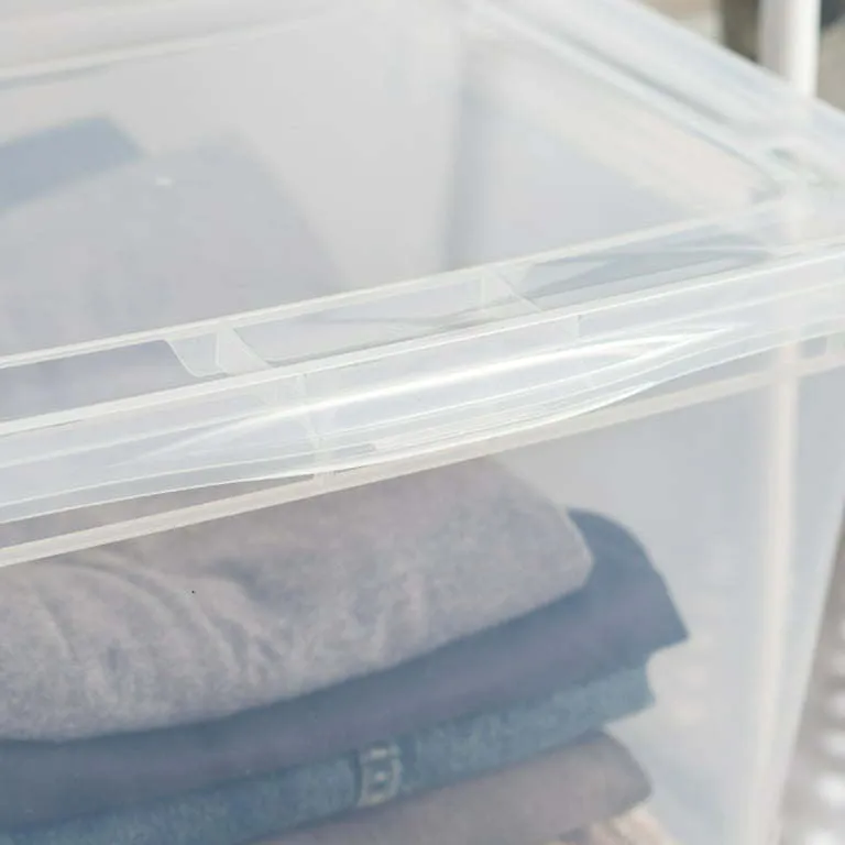 68 Quart Jumbo Stackable Plastic Closet Storage Organizer Box, Clear, Set of 6