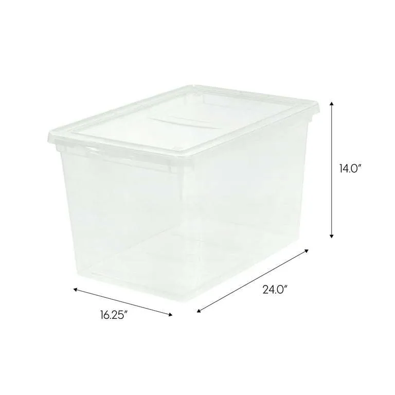 68 Quart Jumbo Stackable Plastic Closet Storage Organizer Box, Clear, Set of 6