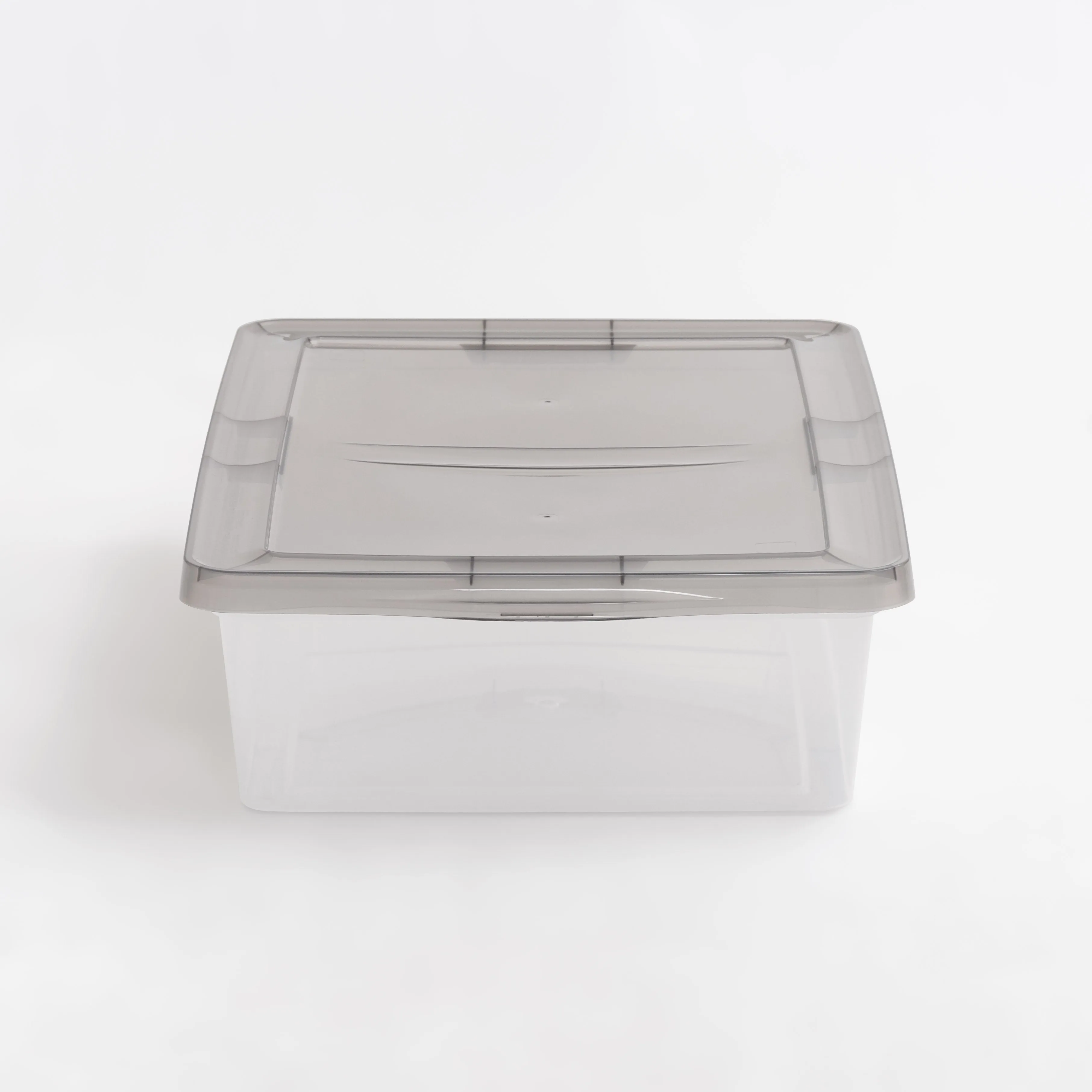 7 Gallon Snap Top Plastic Storage Box, Clear wih Gray Lid, Pack of 6