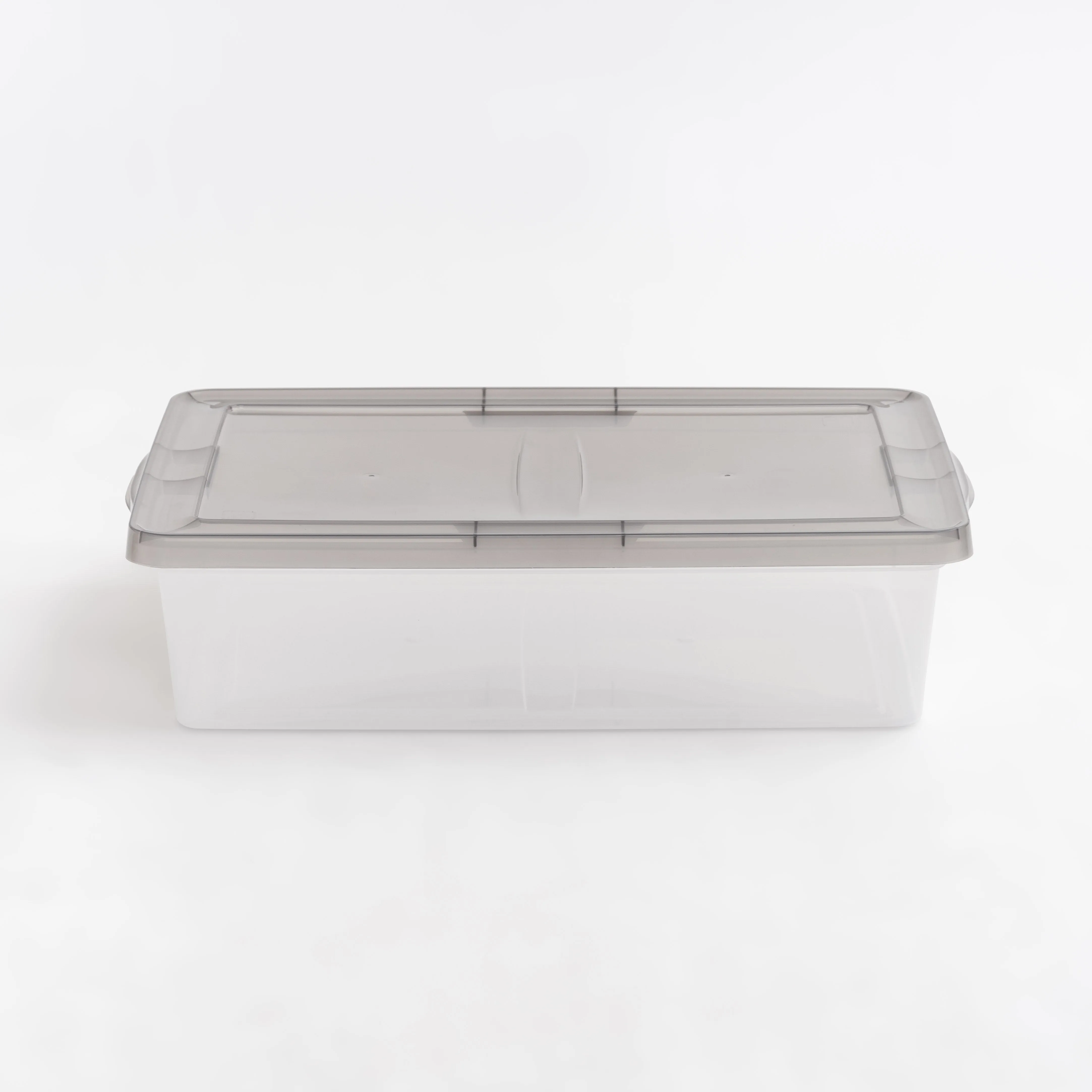 7 Gallon Snap Top Plastic Storage Box, Clear wih Gray Lid, Pack of 6