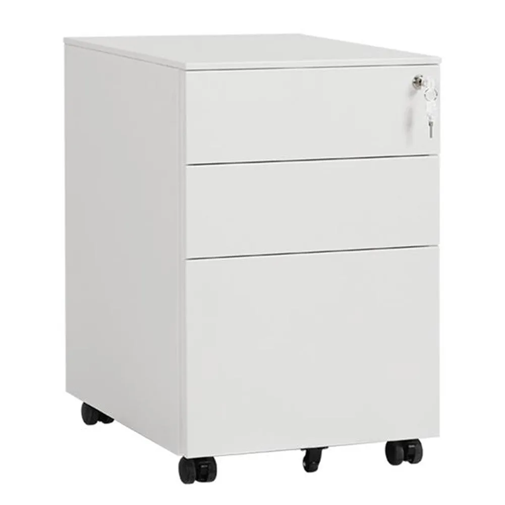 AMYOVE 39cm Movable Storage Cabinet with Three Side-pull Drawers File Cabinet White