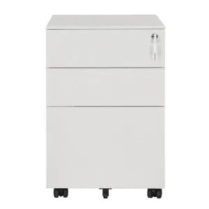 AMYOVE 39cm Movable Storage Cabinet with Three Side-pull Drawers File Cabinet White