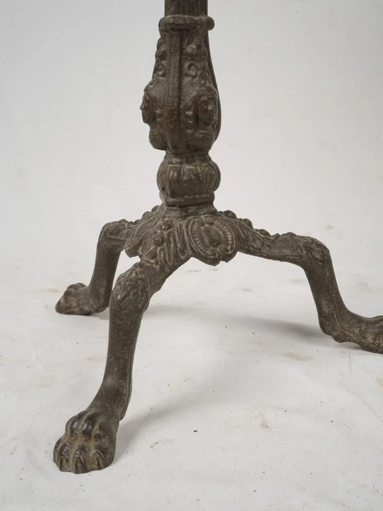 Antique Marble and Cast Iron Garden Table w/ Mask and Paw Motifs, c. 1860