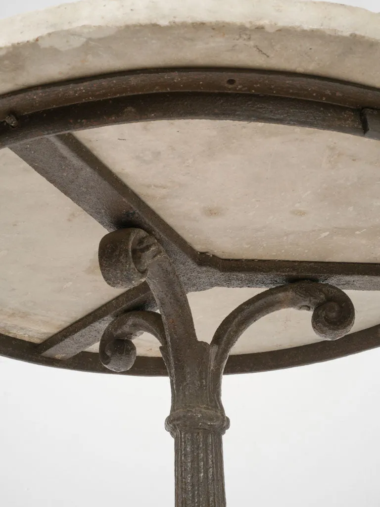 Antique Marble and Cast Iron Garden Table w/ Mask and Paw Motifs, c. 1860