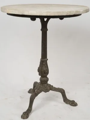 Antique Marble and Cast Iron Garden Table w/ Mask and Paw Motifs, c. 1860