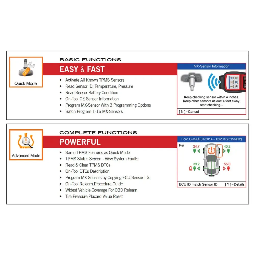 Autel TS508WF TPMS Diagnostic   Service Tool w/ 4 Sensors Bundle