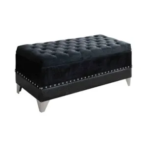 Barzini Tufted Rectangular Trunk With Nailhead Black - 300644