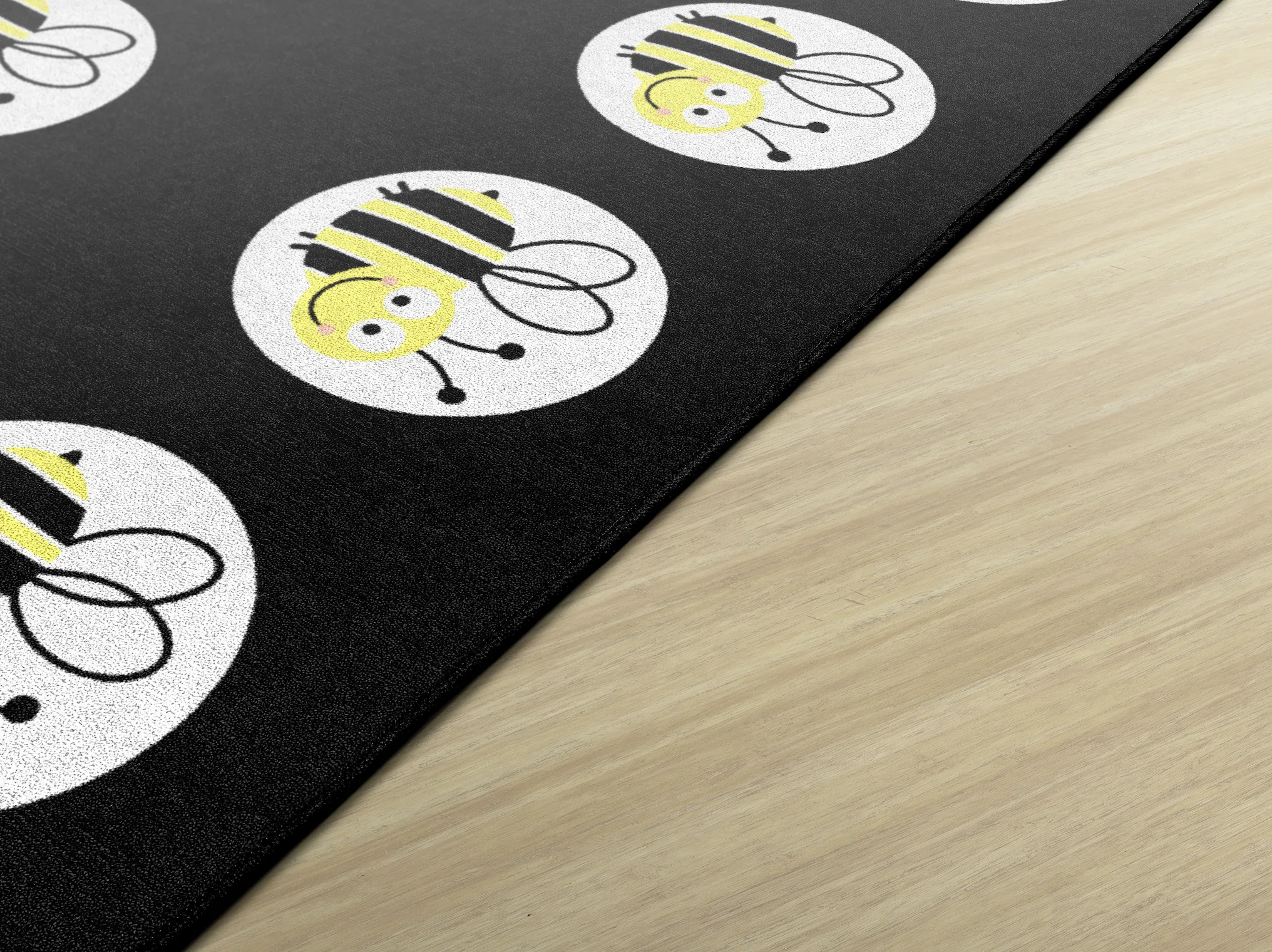 Bees on Black | Sit Spot Rug | Seating Rug | Classroom Rug | Schoolgirl Style