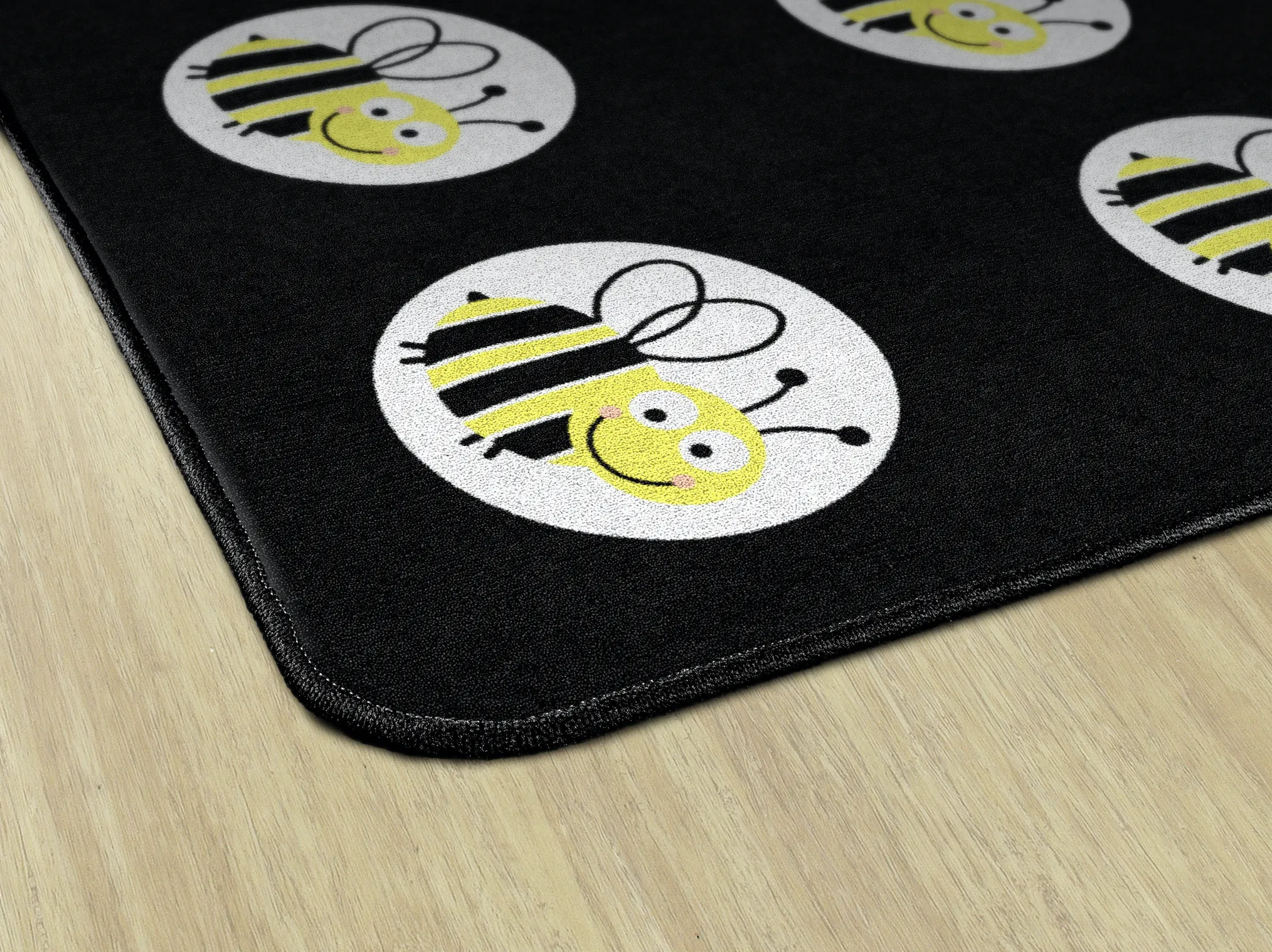 Bees on Black | Sit Spot Rug | Seating Rug | Classroom Rug | Schoolgirl Style