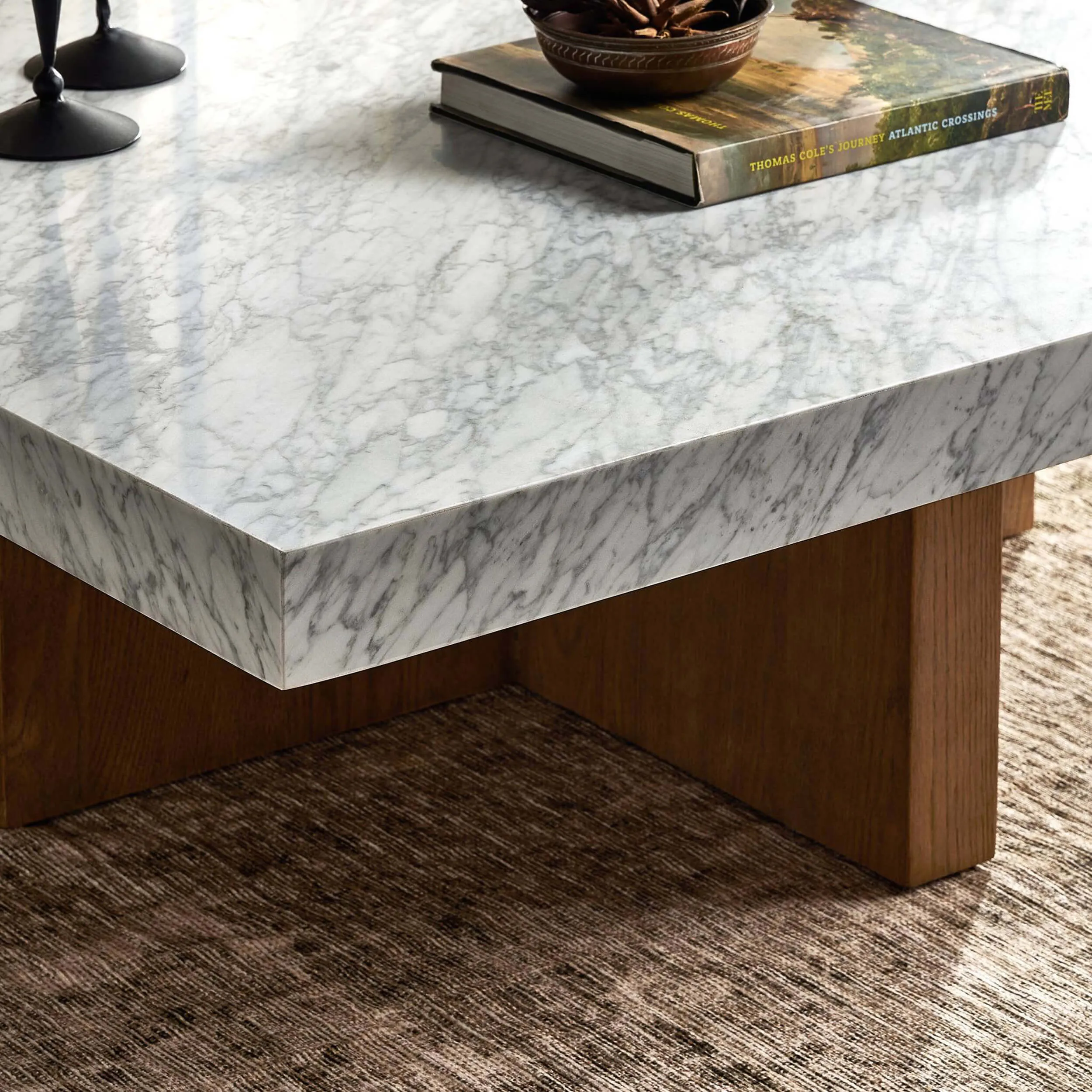 Bellamy Square Coffee Table, White Marble