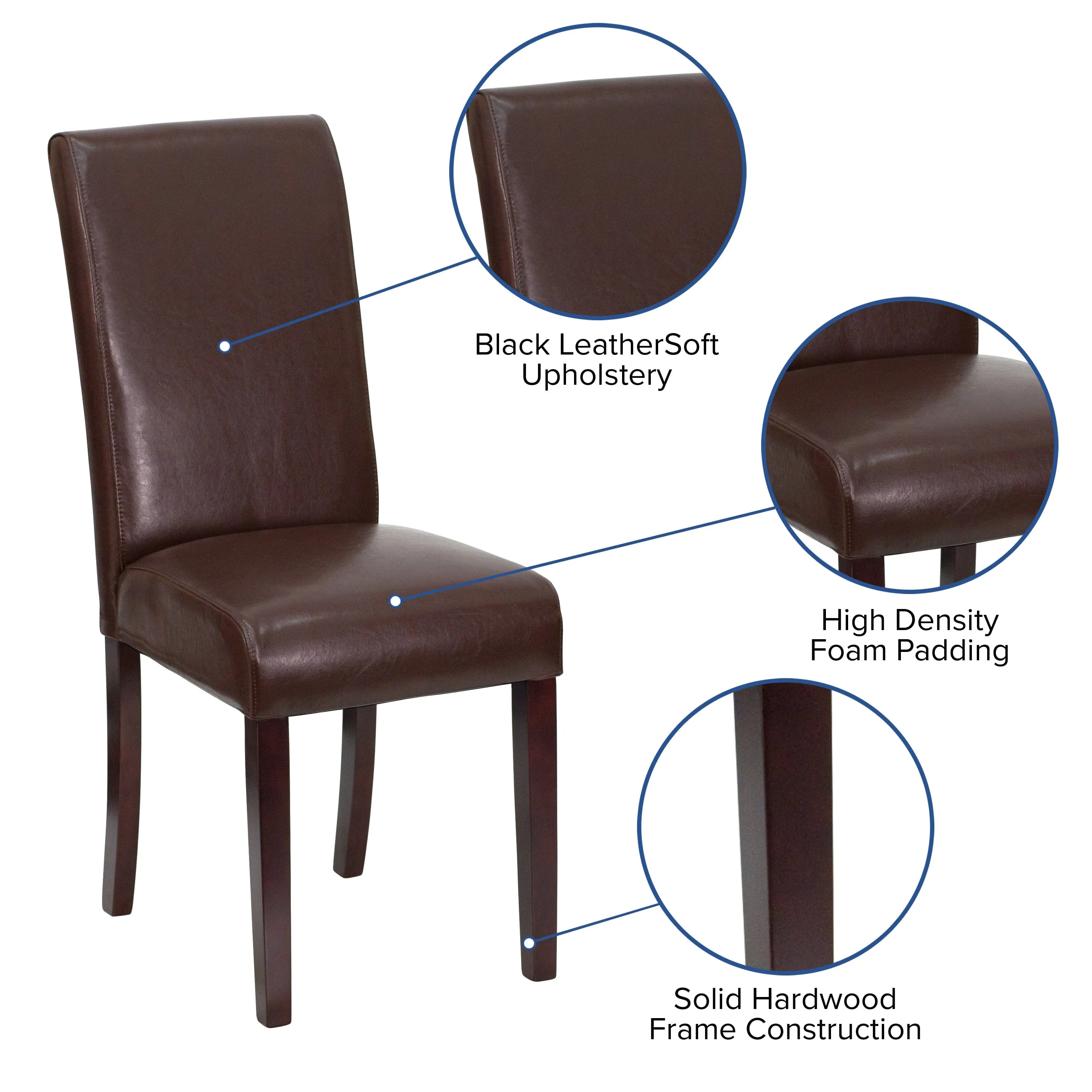 Black LeatherSoft Parsons Chair - BT-350-BK-LEA-023-GG