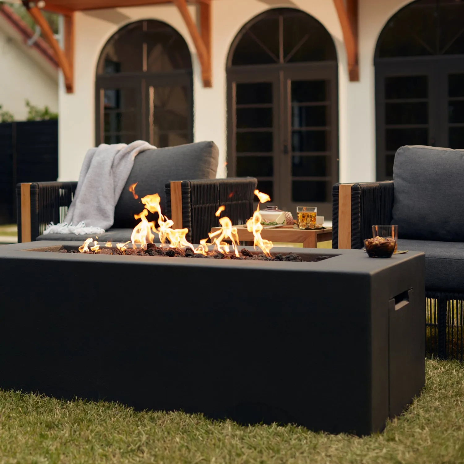 Blaze 60-Inch Rectangular Concrete Gas Fire Pit Table