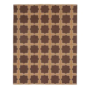 Brown Geometric Dhurrie Cotton Rug - 7'10" x 9'10"