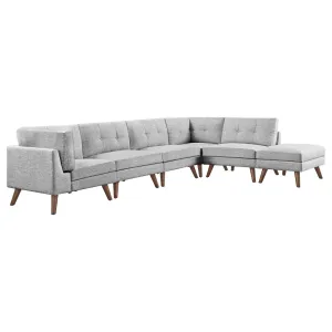 Churchill 6-piece Upholstered Modular Tufted Sectional Grey and Walnut