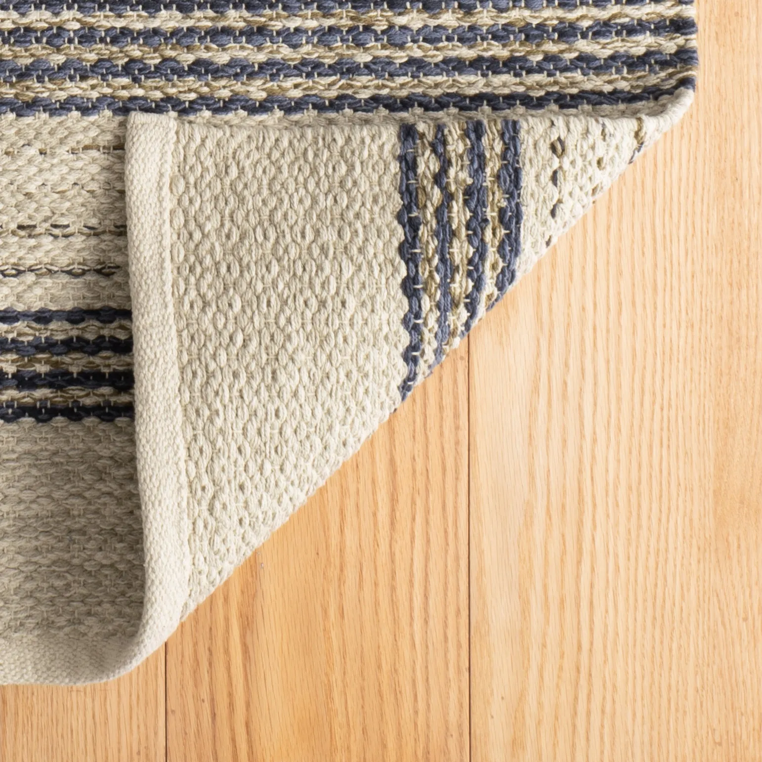 Cielo Stripe Navy Handwoven Cotton Rug