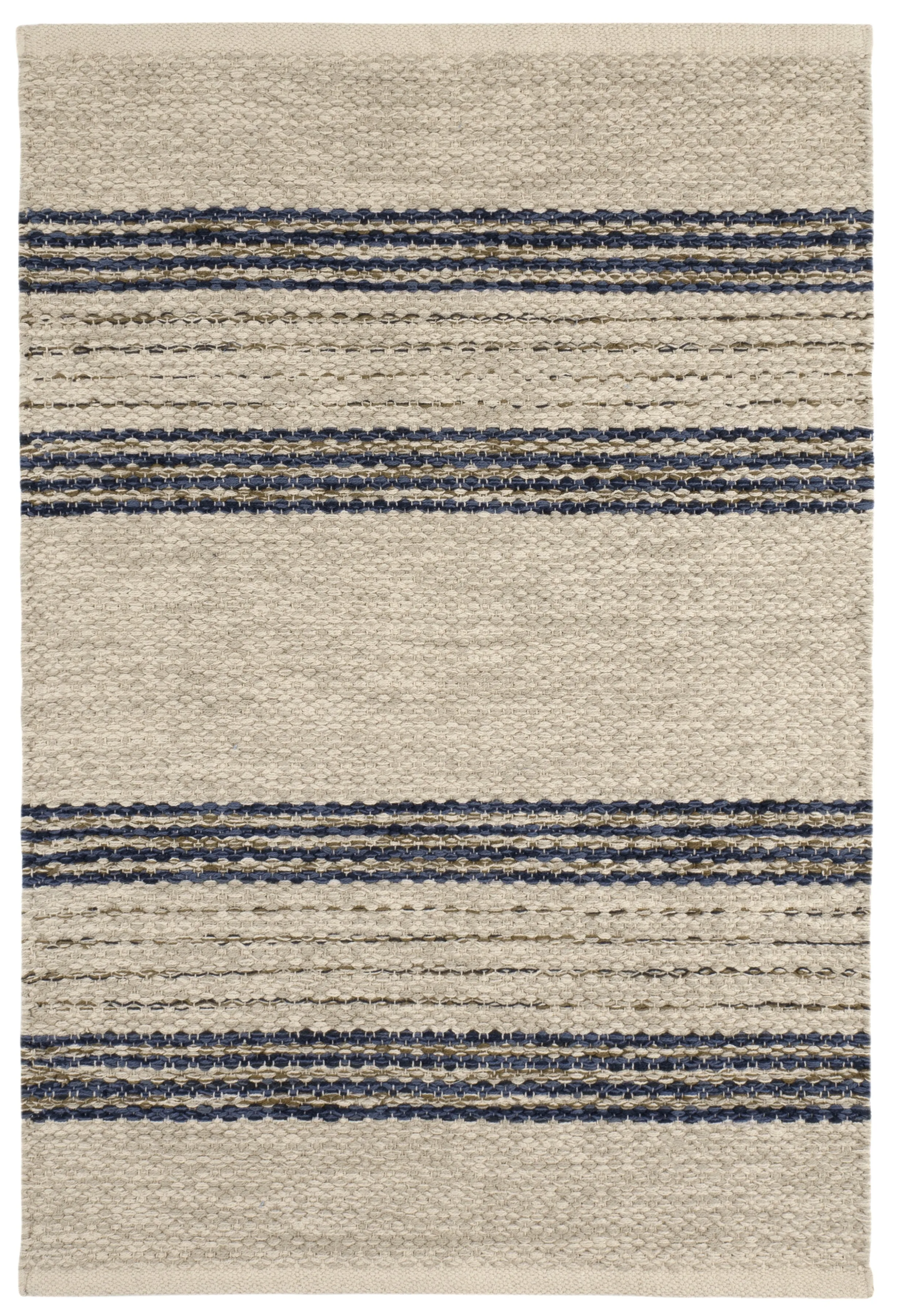 Cielo Stripe Navy Handwoven Cotton Rug