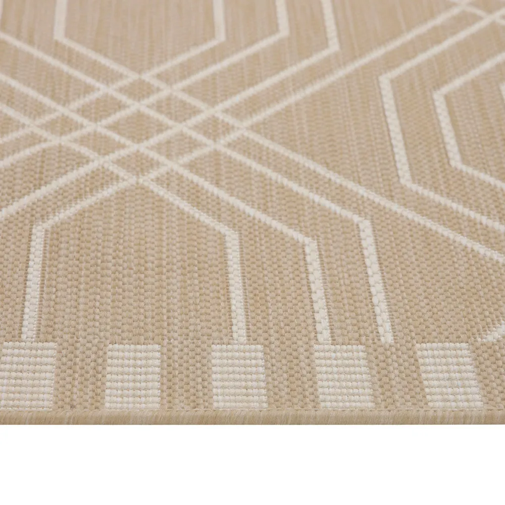 Cream Modern Geometric Area Rug - Basata