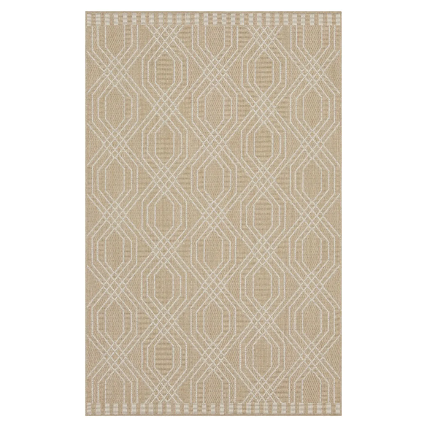 Cream Modern Geometric Area Rug - Basata