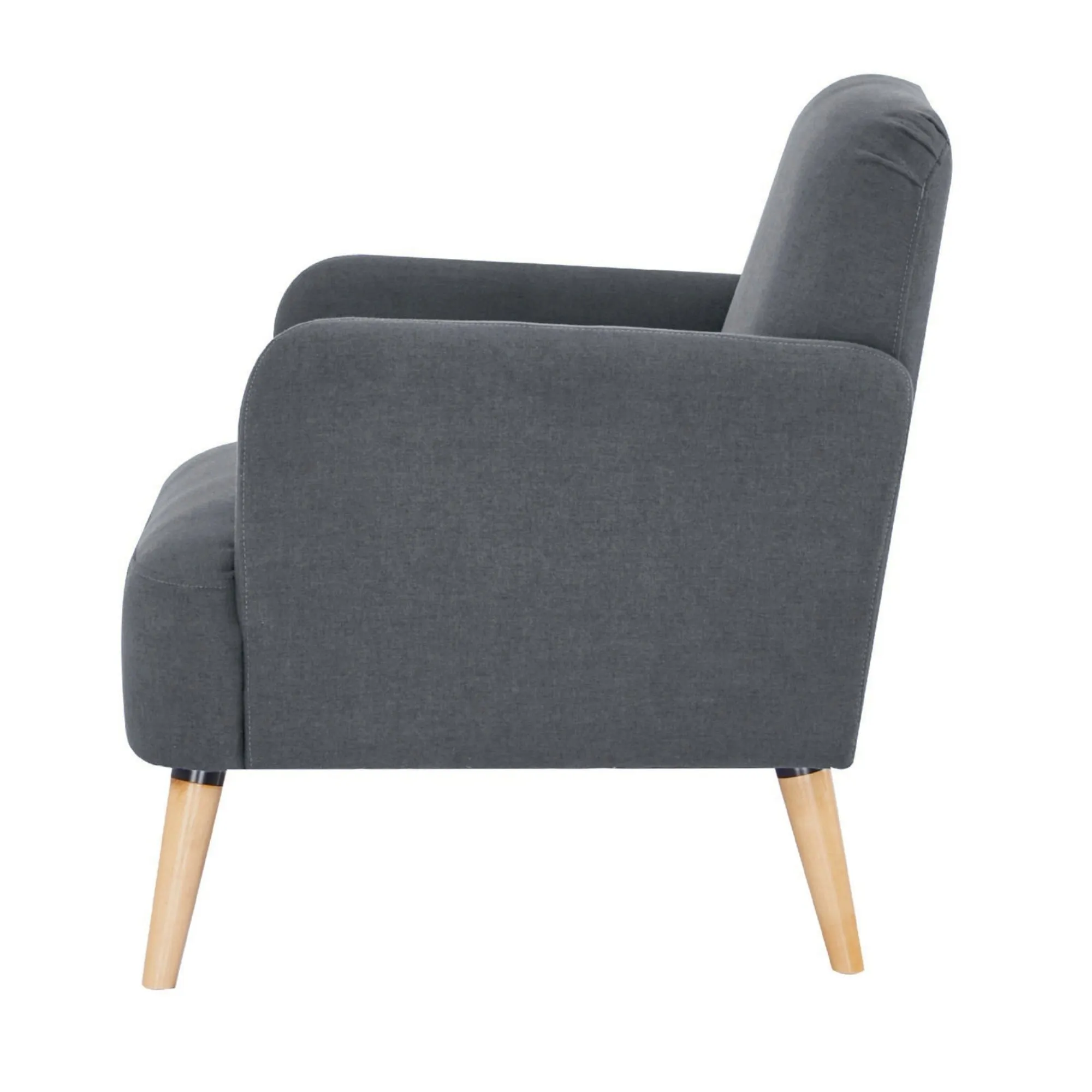 Dark Grey Polyester Lounge Arm Chairs, Set of 2, Scandinavian Style