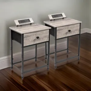 Dorian Modern Nightstands with Charging Station - Set of 2