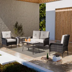 EAGLE PEAK 5pc Rattan Outdoor Patio Conversation Set